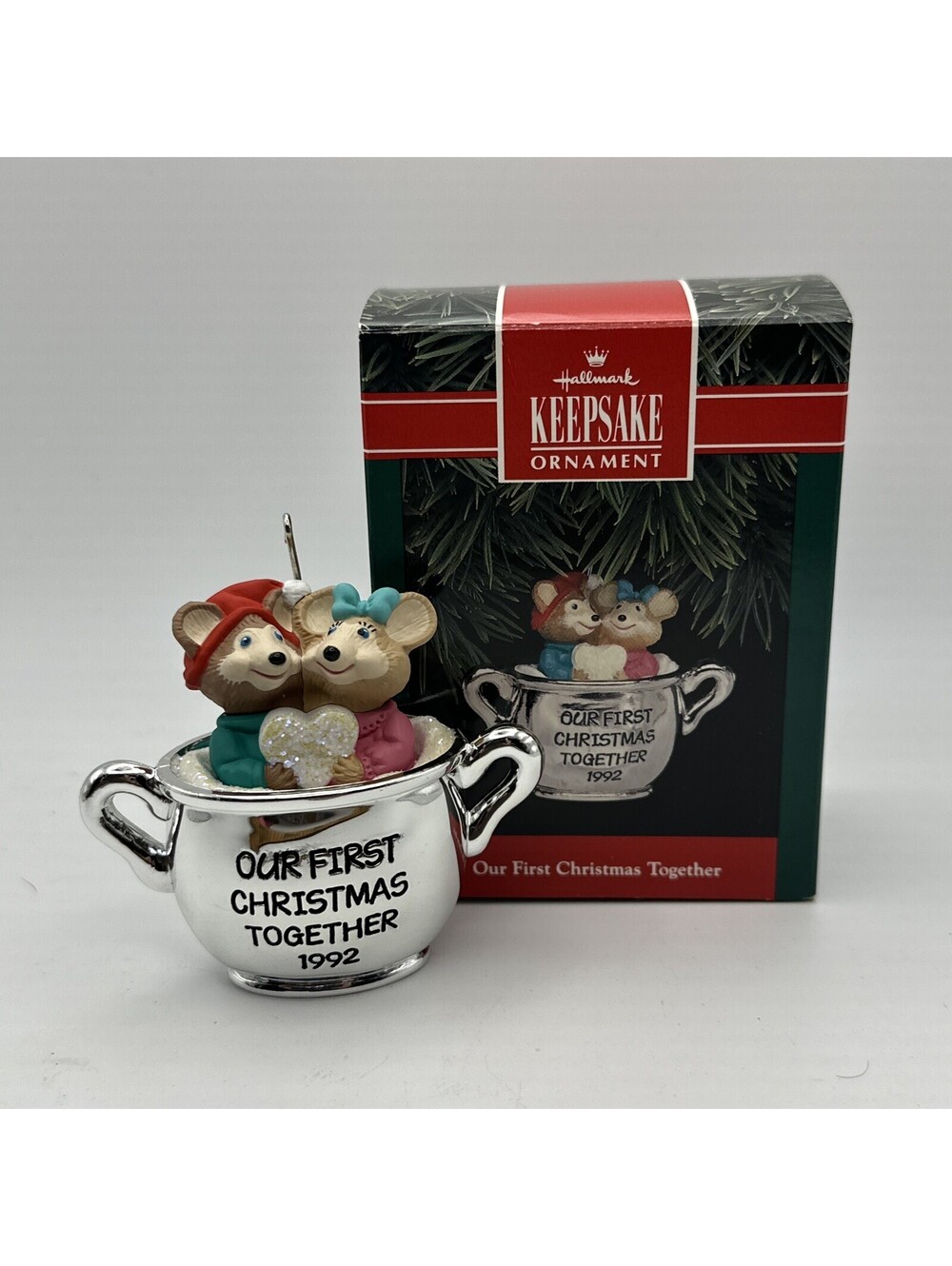 Hallmark 1992 Our First Christmas Together Mouse Mice Ornament